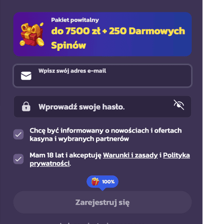 Rejestracja Coolzino casino